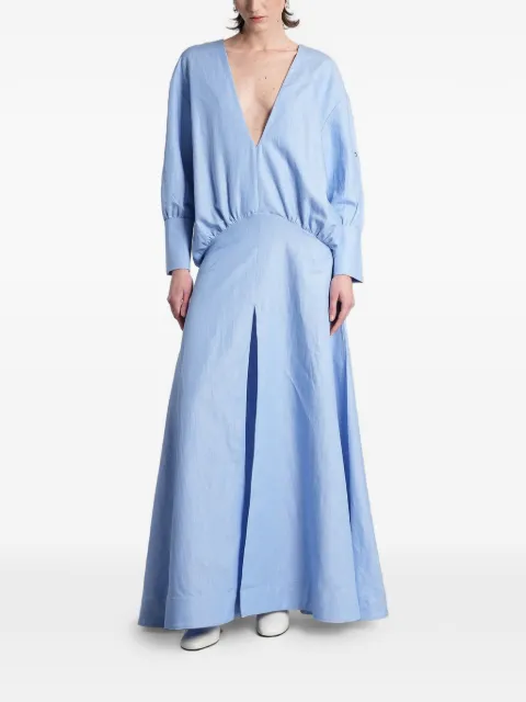 BATAKOVIC Belgrade V-neck cotton maxi dress Blue COTTONBLUEDRESS