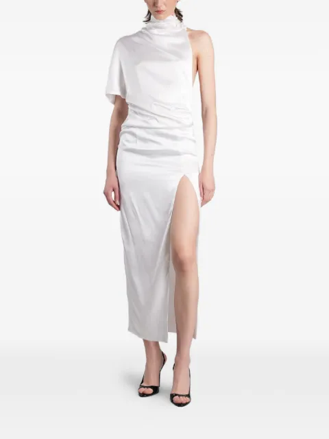 BATAKOVIC Belgrade one-shoulder slit-detail dress White SILKWHITEMIDI