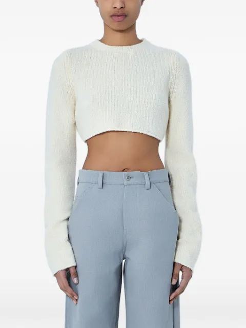 Rier cropped long-sleeve sweater Neutrals KNW72WVBWOOLBOUCLEBUTTERBOUCLE