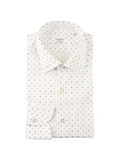 BORRIELLO NAPOLI geometric-print cotton shirt White 22047