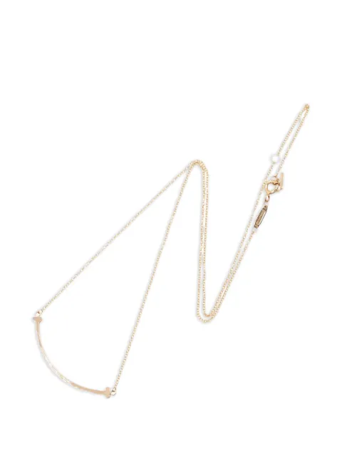 Tiffany & Co. Pre-Owned 2010s small T-smile necklace Pink 1061211