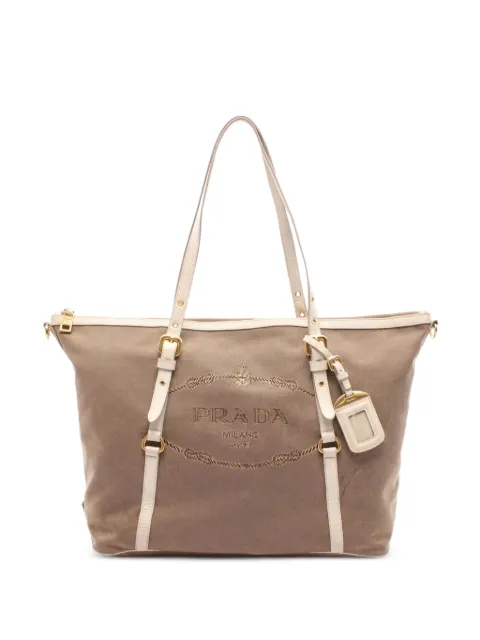 Prada Pre-Owned 2000s logo-print tote bag Neutrals 1057455