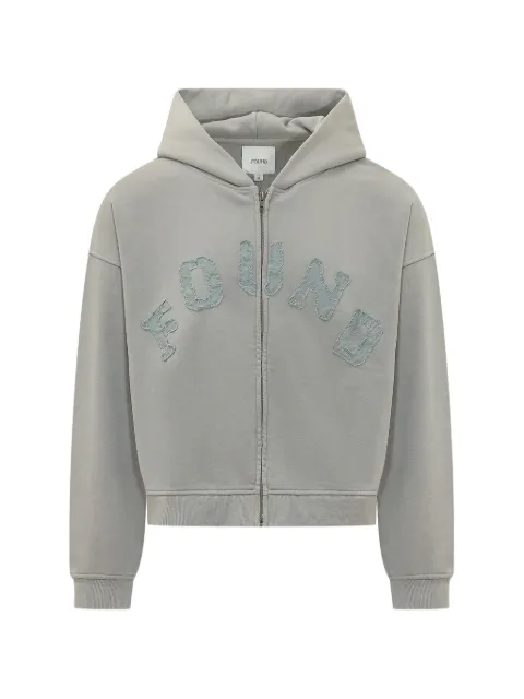 FOUND logo-patch zip-up hoodie Grey FOSS26HO09012