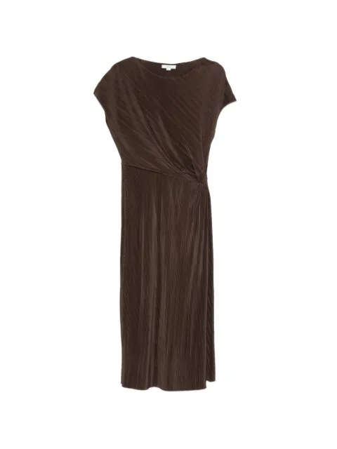 Vince pleated twist-detail midi dress Brown V173184943
