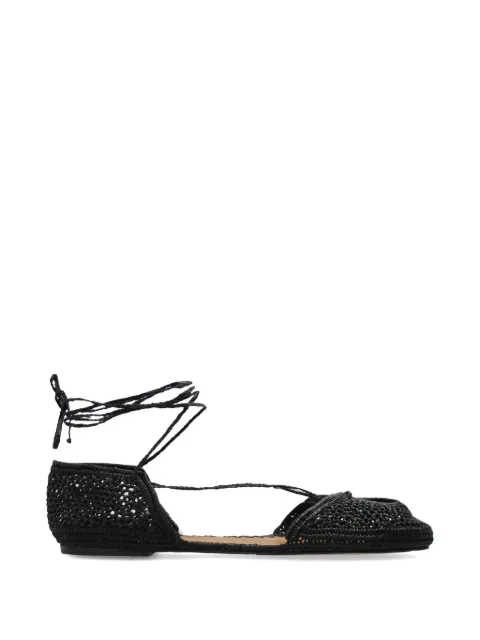ODISSI woven tie-fastening ballet flats Black OD46037A23030