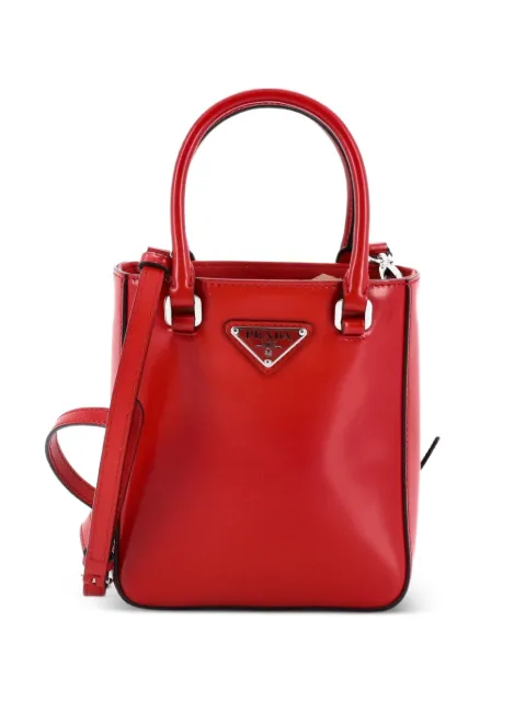 Prada Pre-Owned Convertible Tote Brushed Leather Small crossbody bag Red D3QAO8KT33GTKCU7