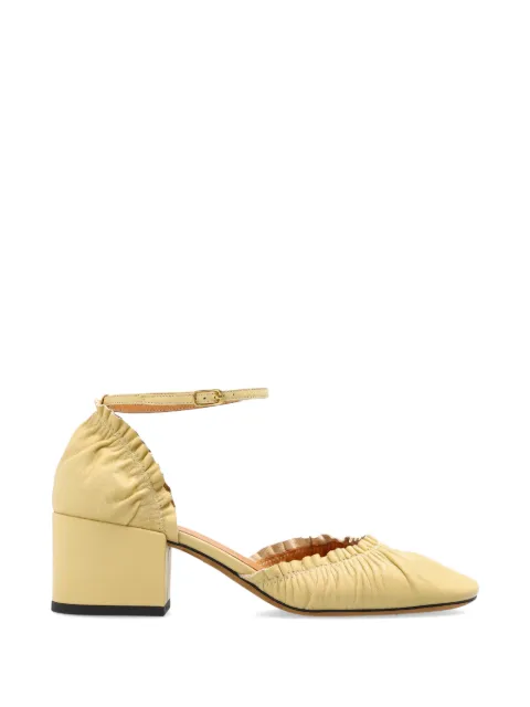 ODISSI ruched leather heeled pumps Yellow OD46005A23005