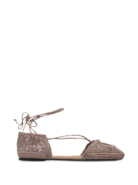 ODISSI Lima woven lace-up flat pumps Grey OD46037A23032