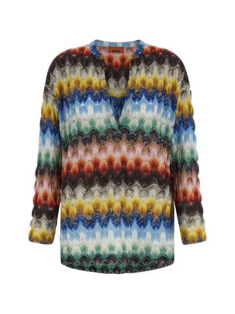 Missoni lamé raschel-knit blouse Blue DS26SJ01BR015J