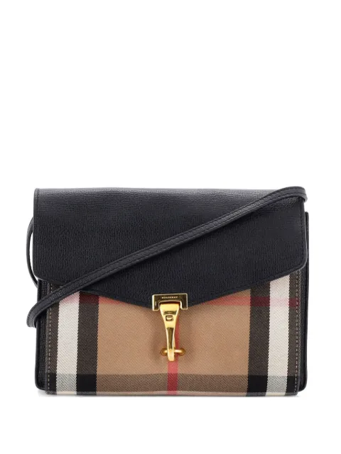 Burberry Pre-Owned Macken Leather and House Check Canvas Small crossbody bag Black ANI5BM3JDMGBK1LF