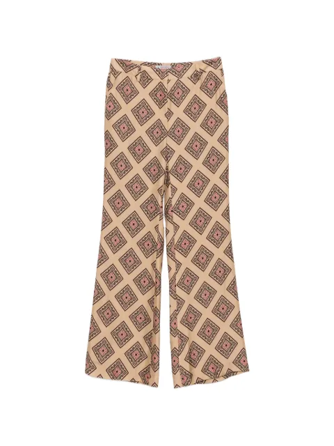 Alberto Biani geometric-print silk trousers Brown CC843SE3203