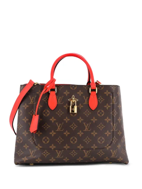 Louis Vuitton Pre-Owned Flower Monogram Canvas with Leather tote bag Brown 1BTM9LBUSR1L466X