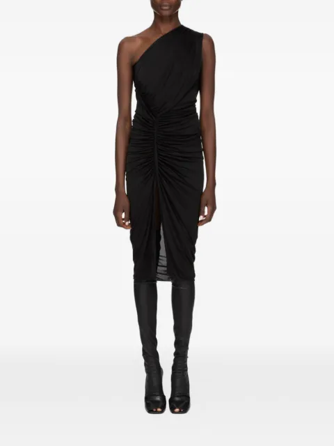 Rick Owens Lilies Avra one-shoulder ruched-detail dress Black LI01F7563