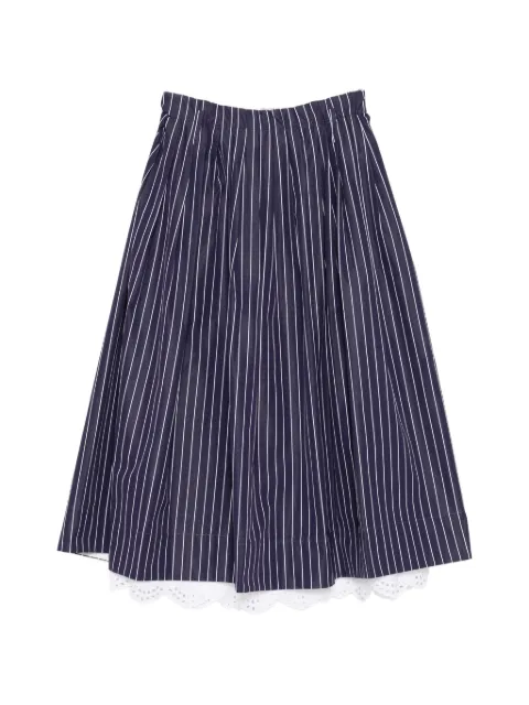Dice Kayek lace-hem pinstriped midi skirt Blue SS26J408