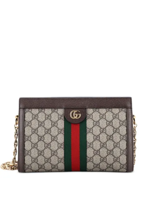Gucci Pre-Owned Ophidia Chain Shoulder Bag GG Coated Canvas Small crossbody bag Brown 0I039P6UCK9MX838