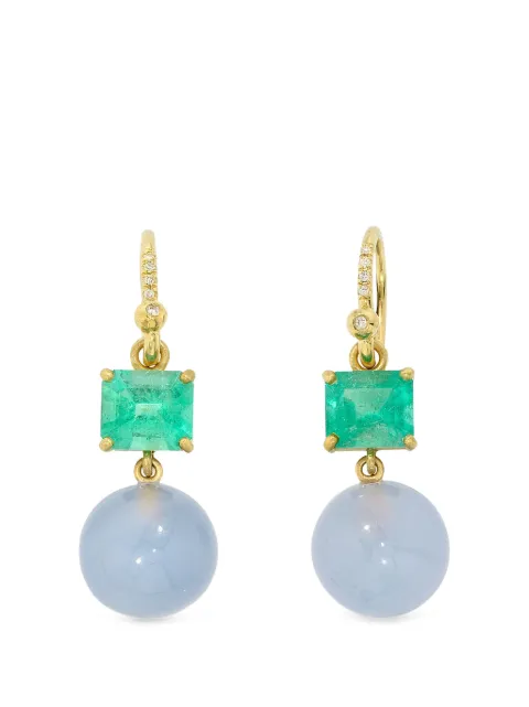 Irene Neuwirth Gumball emerald and chalcedony earrings Gold EOKEMCL11937V6