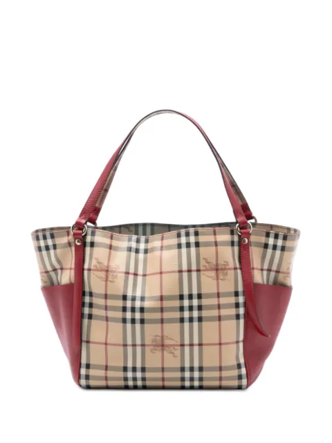 Burberry Pre-Owned 2000-2017 Small Leather Trimmed Haymarket Check Coated Canvas Canterbury tote bag Neutrals U03G61QY8S0LK10A