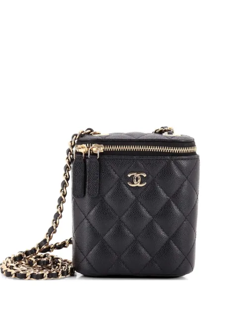 CHANEL Pre-Owned Vertical Classic Vanity Case with Chain Quilted Caviar Small shoulder bag Black 7TSU0UECYGGU5931