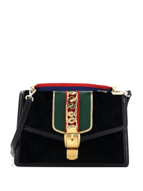 Gucci Pre-Owned Sylvie Shoulder Bag GG Velvet Small crossbody bag Black 7K00OAC071MHARGB