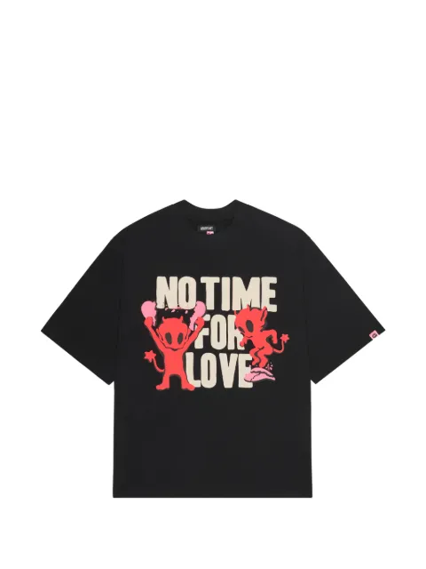 BROKEN PLANET No time for love graphic-print cotton T-shirt Black BPNTFLBLKTS01