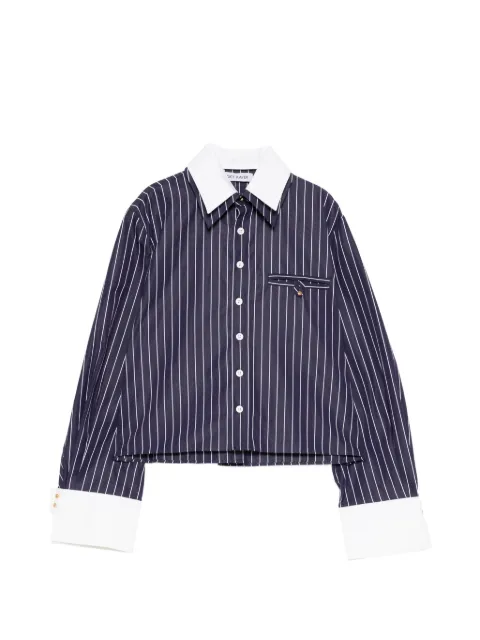 Dice Kayek pinstriped contrast-collar shirt Blue SS26C634