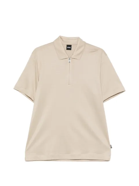 BOSS zip-fastening polo shirt Neutrals 50537954