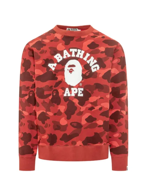 A BATHING APE® camouflage-print logo-print sweater Red 001SWM301008M