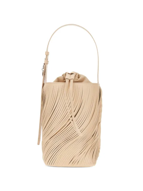 Emporio Armani fringe-detailed leather bucket bag Neutrals EW004596AF25598U1047