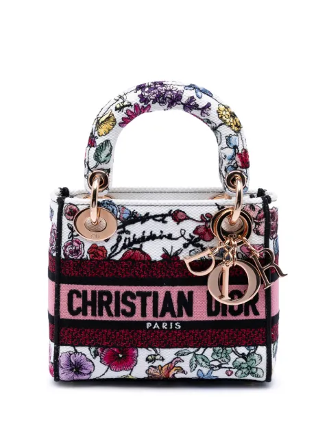 Christian Dior Pre-Owned 2023 Mini Embroidered Canvas Florilegio Lady D Lite satchel White LZ91H5VA9NA3VY0Z