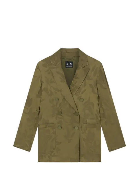 Armani Exchange leaf-print double-breasted blazer Green XW002010AF21551