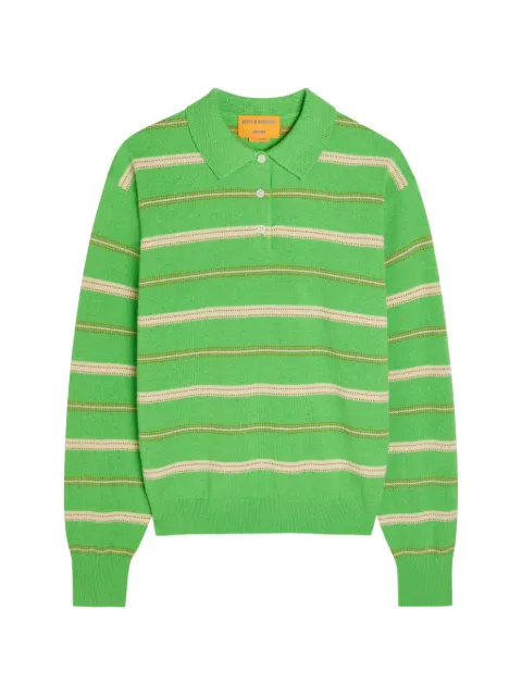 Guest In Residence Collegiate striped cashmere polo jumper Green W40310JL