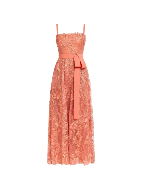 Elie Saab lace-embroidered tulle dress Orange D1093NR26TUL04