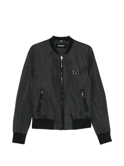 Dolce & Gabbana logo-plaque bomber jacket Black G9ABPTG7P1E