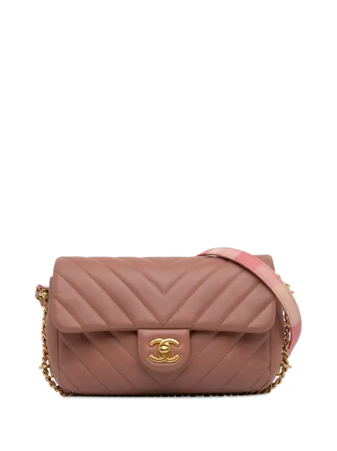 CHANEL Pre-Owned 2018 Mini Rectangular Chevron Lambskin Chain Around Flap crossbody bag Pink I5FR0SLT1CO298VE