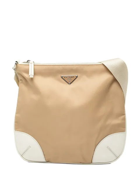 Prada Pre-Owned 2013-2025 Leather Trimmed Tessuto Zip Top crossbody bag White AYIB2LAM77UNGDH8