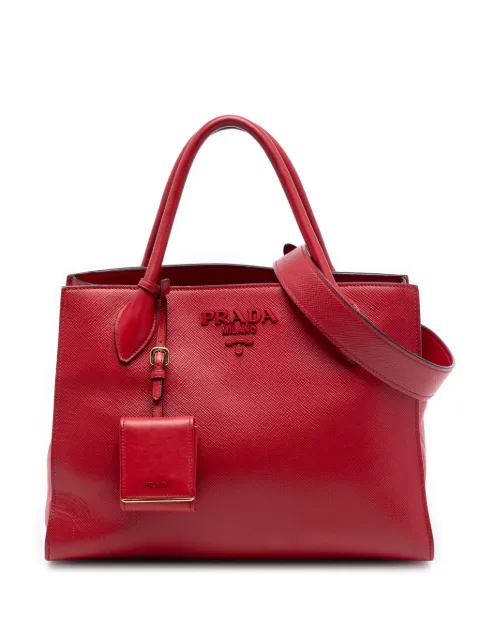 Prada Pre-Owned 2010-2026 Medium Saffiano Cuir Monochrome Top Handle Tote satchel Red GQ8VKVN3779WSUSX
