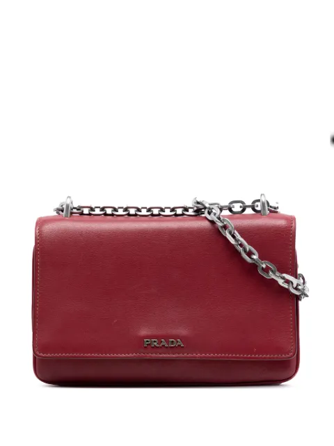 Prada Pre-Owned 2000-2025 Soft Calf Chain crossbody bag Red 2CPGTIWSTKASG4J1