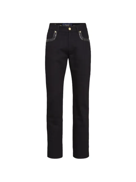 Billionaire crocodile-effect trim jeans Black O18CMDT1240BLE060C