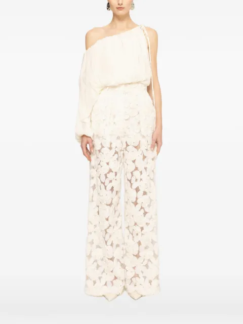NISSA asymmetrical chiffon crop top Neutrals RTOP16664CREAM