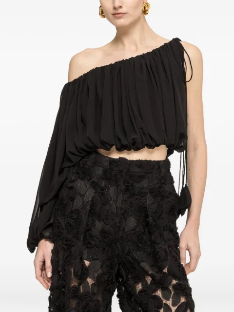 NISSA asymmetrical chiffon top Black RTOP16664