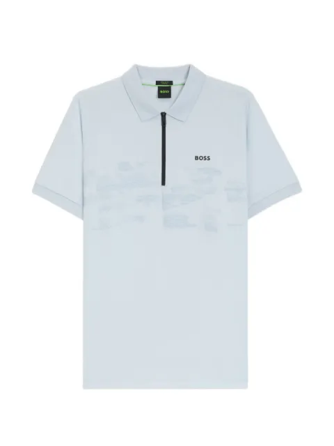 BOSS pattern zip-up polo shirt Blue 50559010