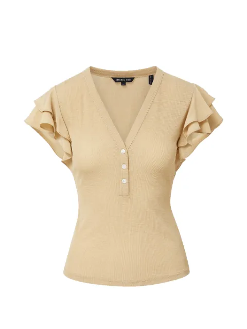 Veronica Beard Aphrodite ruffled polo top Neutrals J2604JY157T0929