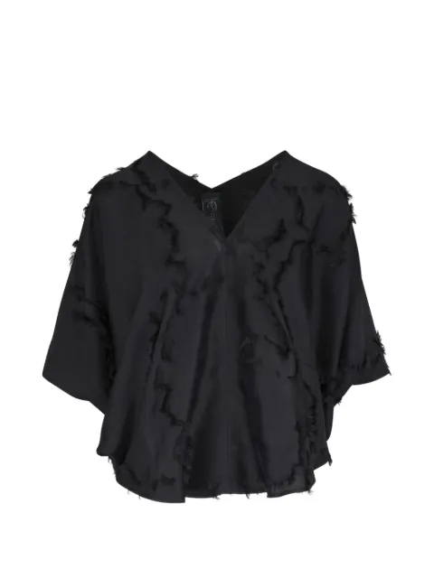 Zero + Maria Cornejo frayed v-neck blouse Black D26TCO601BLACK