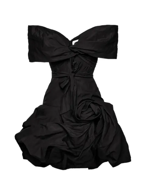 Magda Butrym draped shawl-collar midi dress Black 219526BLACK