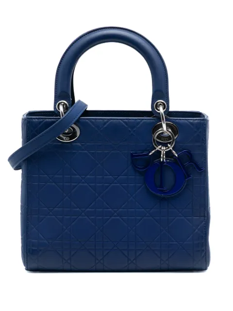 Christian Dior Pre-Owned 2013 Medium Ultra Matte Calfskin Cannage Embossed Lady Dior satchel Blue IMGGL4EM4NCMLXAI