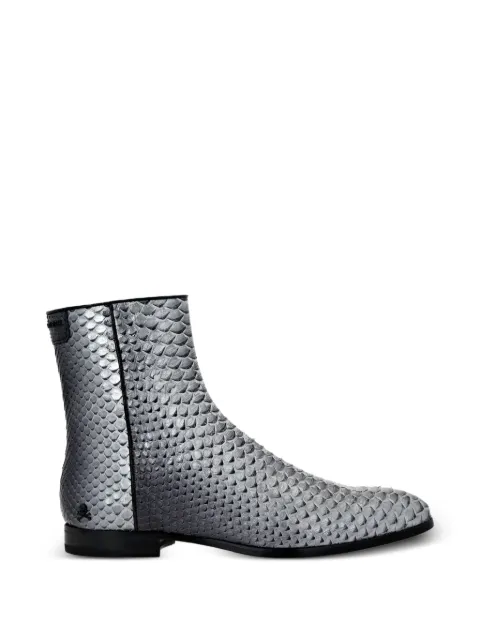 Philipp Plein python print boots lo-heels mid Silver PABSMSE0189PLE010N