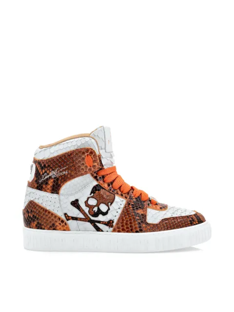 Philipp Plein hi-top sneakers notorious python Skull Brown PABSUSC0156PLE029P