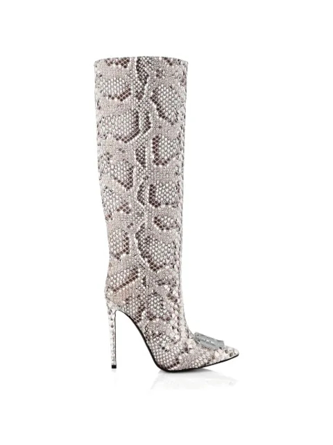 Philipp Plein python leather mid Plein heels high boots gothic Neutrals FADSWSE0820PLE029P