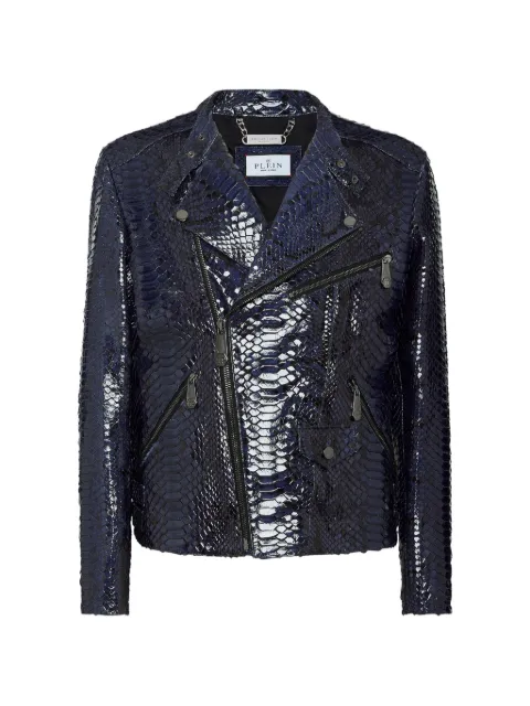 Philipp Plein python-leather jacket Blue SAECMLB1895PLE029P