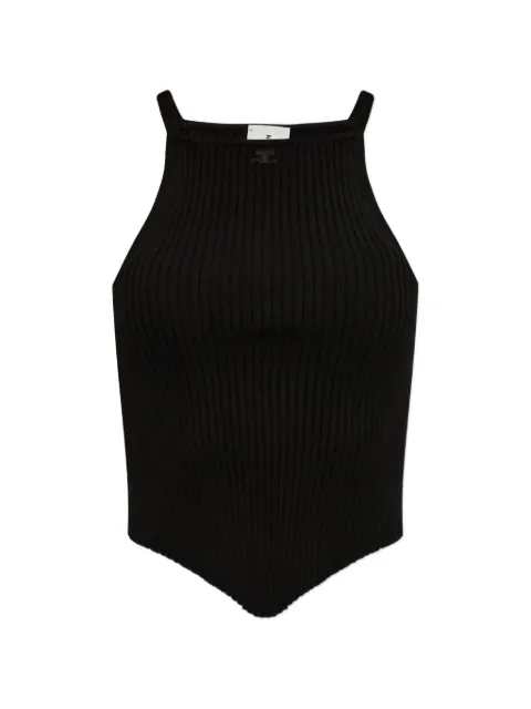 Courrèges ribbed-knit logo-patch tank top Black VESMTO042FI0001